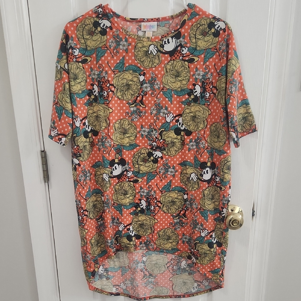 LuLaRoe Orange Floral Cartoon Top